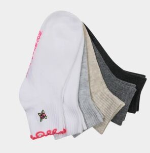 Betsey Johnson Betsey's Rose Bud 6 Variety Pack White Ankle Socks